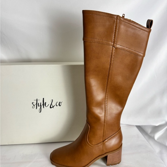 Style & Co. Shoes - Style &‎ Co. Brown Heeled Boots with Sleek Silhouette